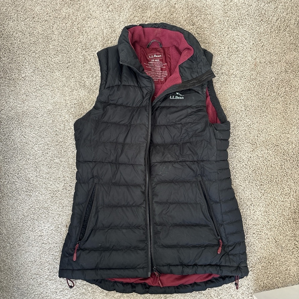 L.L. Bean Women's Black and Red Quilted Vest